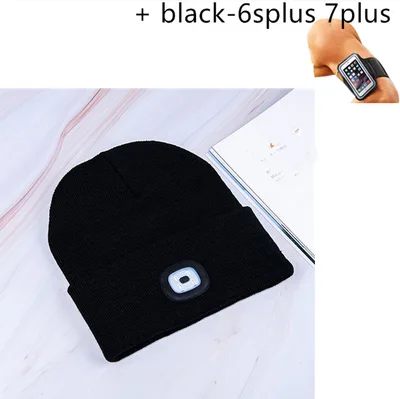 LED luminous knitted hat Black Set - Shop at LoveMi