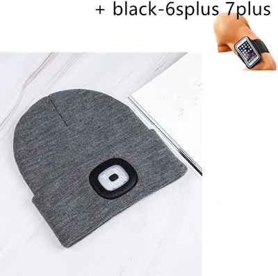 LED luminous knitted hat Grey Set - Shop at LoveMi