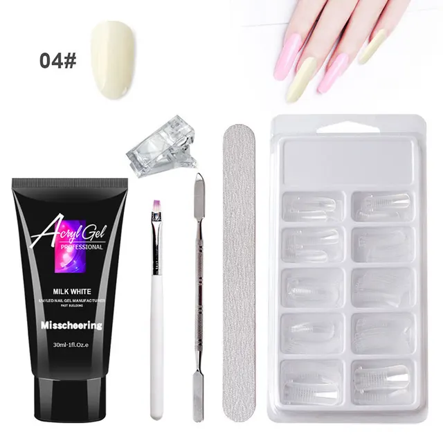 Painless Extension Gel Nail Art Without Paper Holder Quick Model Painless Crystal Gel Set 4 Color - Shop at LoveMi