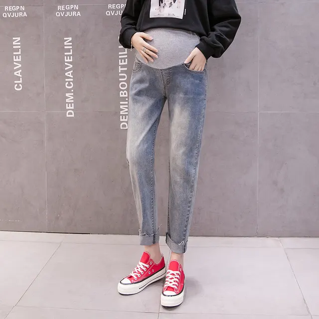 Maternity jeans cropped trousers Blue - Shop at LoveMi