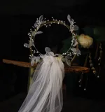 Bridal wreath veil wedding dress accessories - White