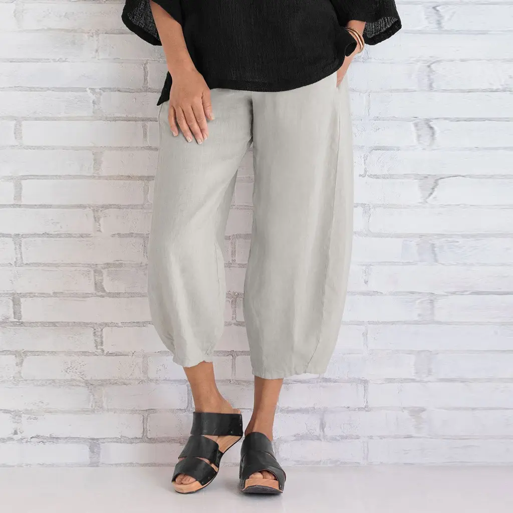 Wide Leg Pants Loose Casual Cotton Linen - 1545 Grey