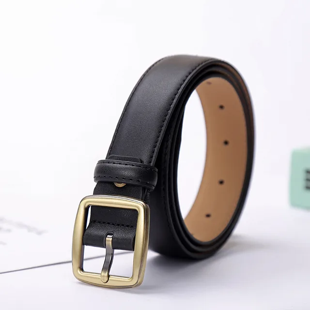Cow leather belt women's decorative jeans belt Black - Shop at LoveMi