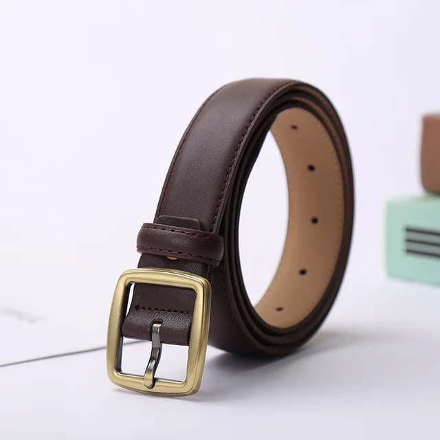 Cow leather belt women's decorative jeans belt Brown - Shop at LoveMi