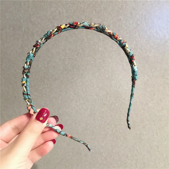 Simple Personality Wild Retro Chain Rhinestone Headband Blue - Shop at LoveMi