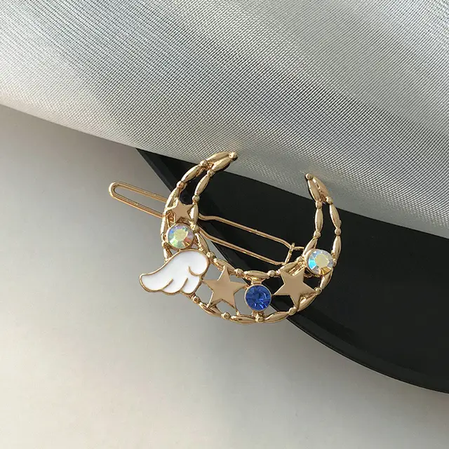 Japanese And Korean Simple Moon Wing Shape Hairpin Blue - Shop at LoveMi
