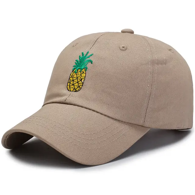 Fashion Unisex Pineapple Print Baseball Cap Snapback Adjustable Hip Hop Flat Hat Khaki - Shop at LoveMi