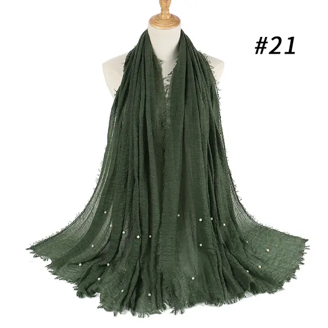 Cotton and linen crumpled monochrome scarf 21 Style - Shop at LoveMi