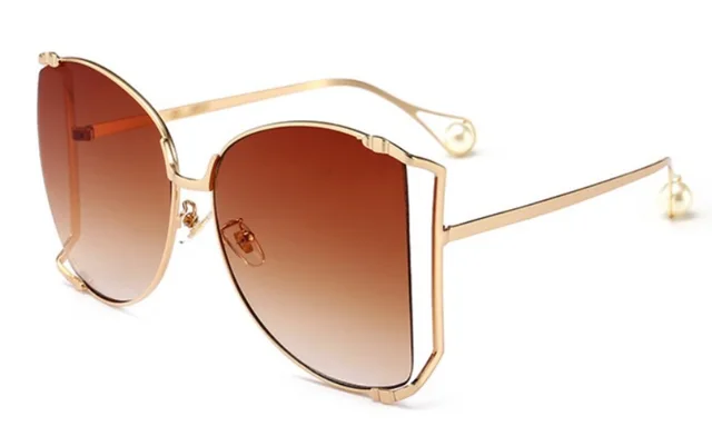 Square Sunglasses Women Metal Frame Fashion Gold Tea - Shop at LoveMi
