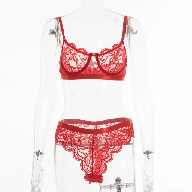 Fashion Lace Gather Sexy Lingerie Female Suit Red - Shop at LoveMi