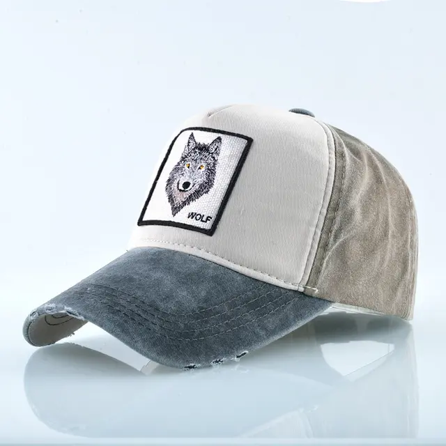 Embroidered wolf men's baseball cap Grey - Shop at LoveMi