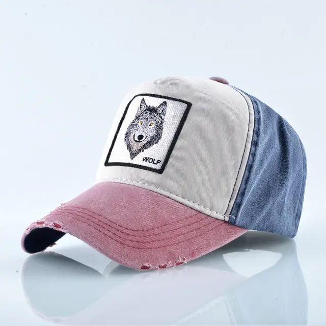 Embroidered wolf men's baseball cap Red - Shop at LoveMi