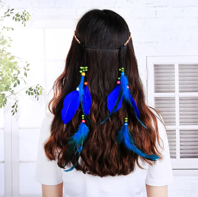 European and American bohemian peacock feather hair band ladies fashion national wind headwear Style 6 - Shop at LoveMi