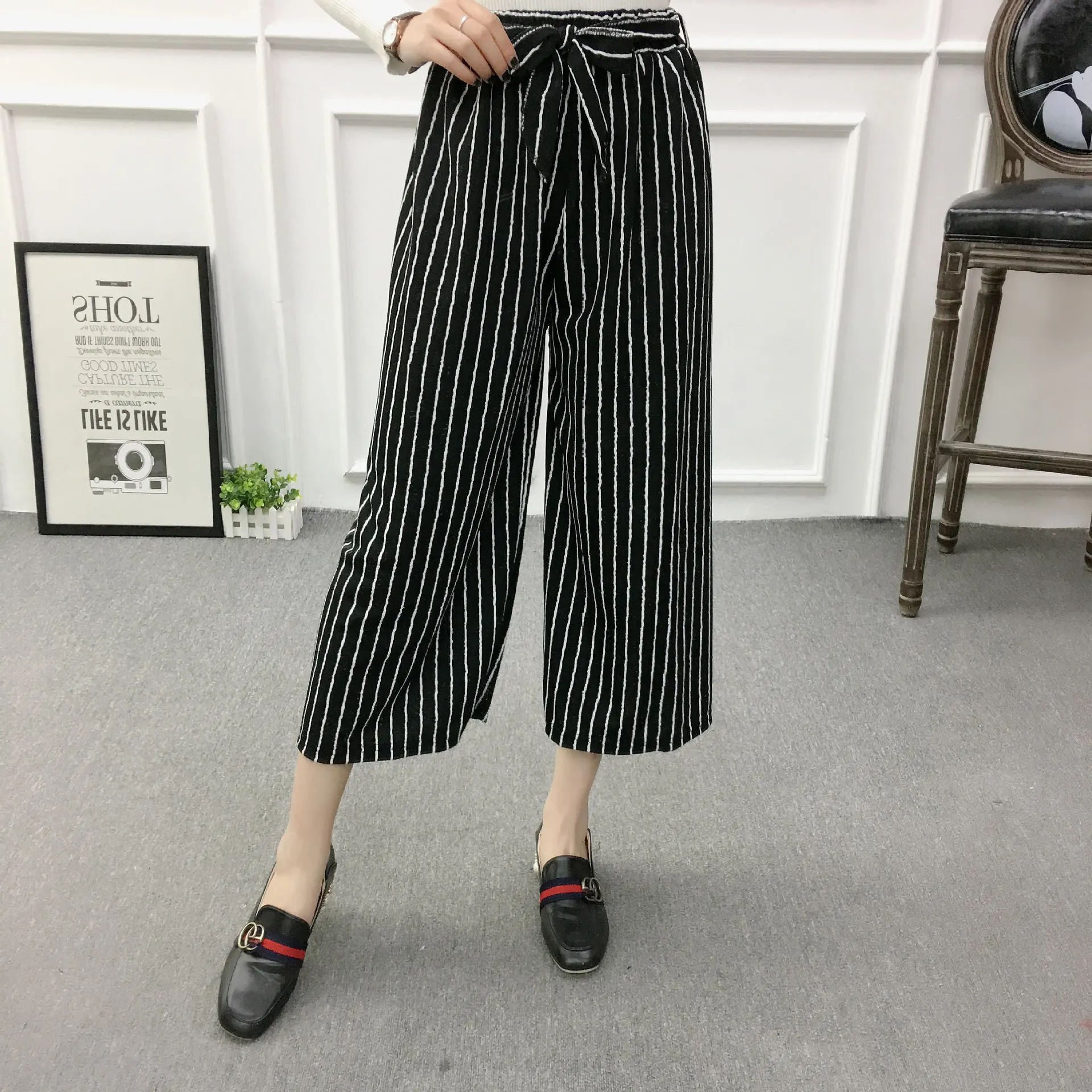 Wide-leg pants Loose flared pants High waist - Wave Bar