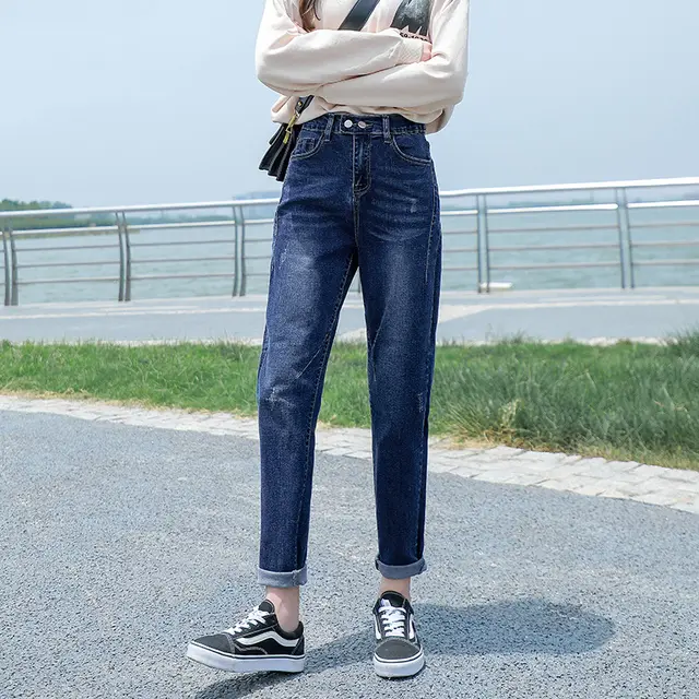 High waist slim harem pants Dark Blue - Shop at LoveMi