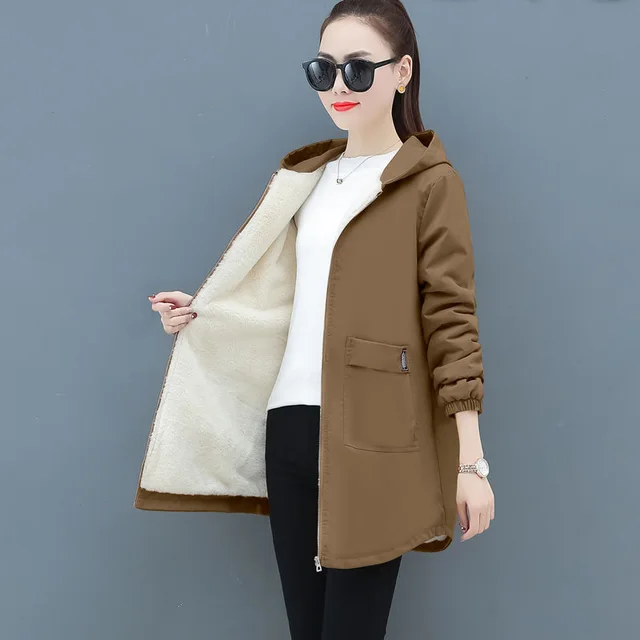 Loose mid length hooded top Brown - Shop at LoveMi