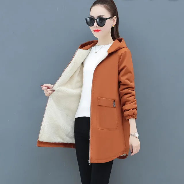 Loose mid length hooded top Caramel - Shop at LoveMi