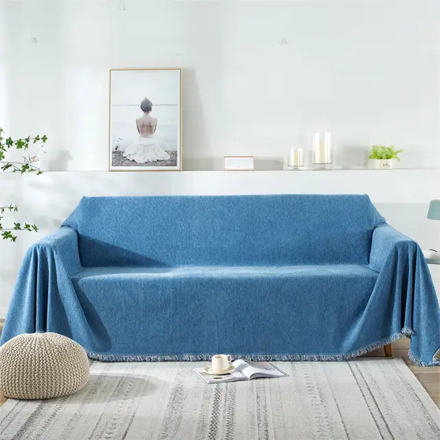 Anti scratch Solid Color All inclusive Non slip Sofa Cover Blue - Shop at LoveMi