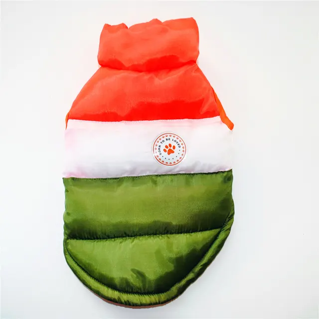 Winter dog color matching padded jacket Green Red - Shop at LoveMi
