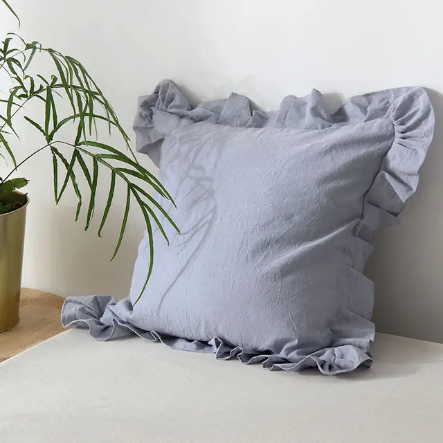 Nordic Style Lotus Leaf Simple Solid Color Pillow Cushion Square Blue - Shop at LoveMi