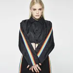 Rainbow Ribbon Short Cropped Navel Trainer Jacket - Rainbow