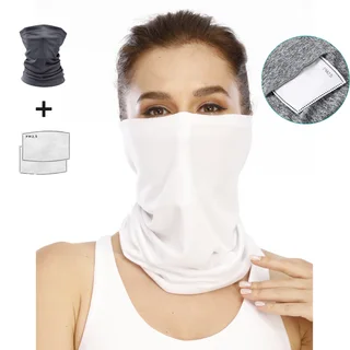 Riding mask riding mask magic scarf sports mask ice silk mask fishing sunscreen mesh mask - White