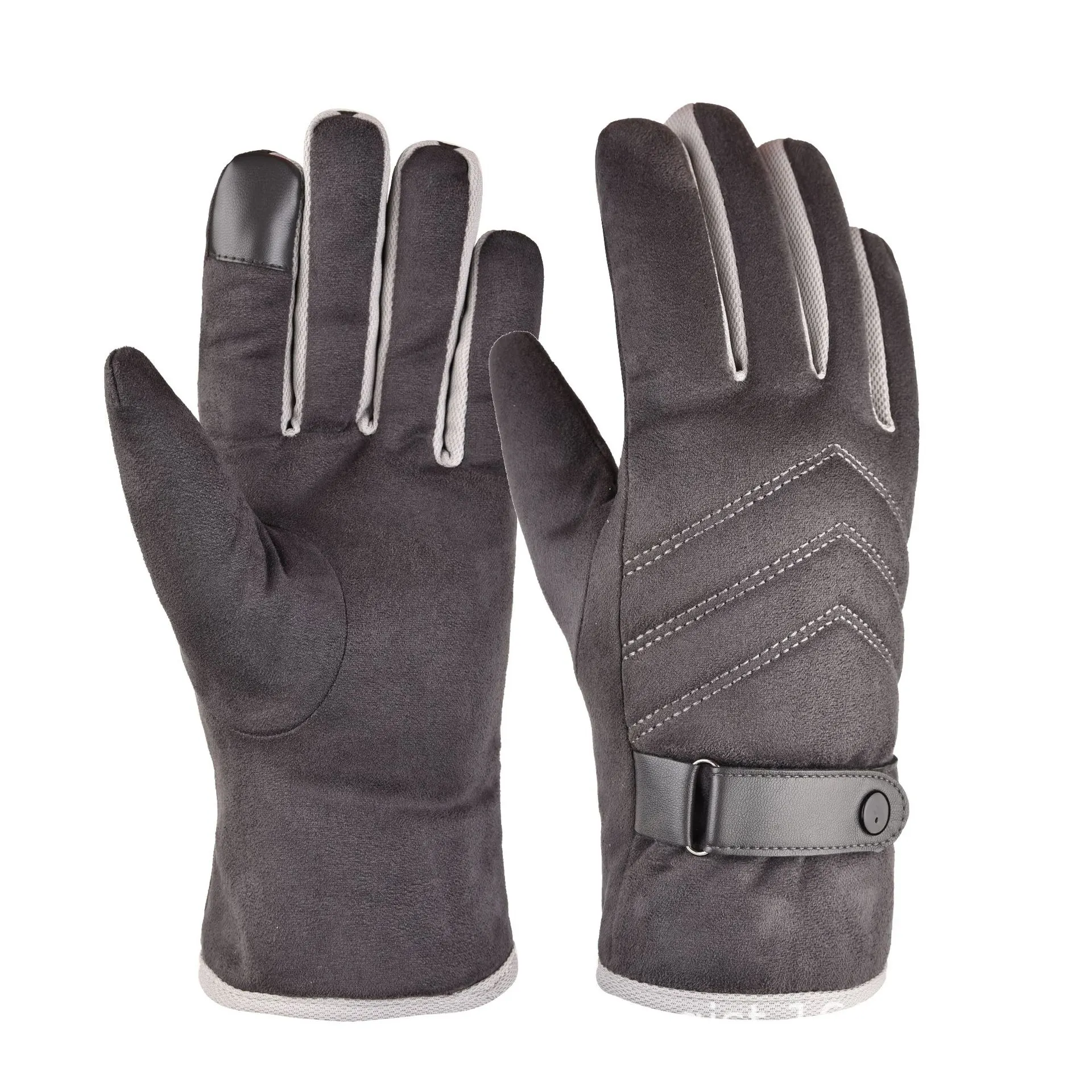 Suede cotton gloves motorcycle riding outdoor hand - Grey