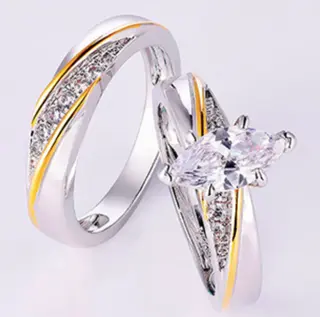 925 Sterling Silver Princess Cut White CZ Bridal Engagement Wedding Ring Set - Us12