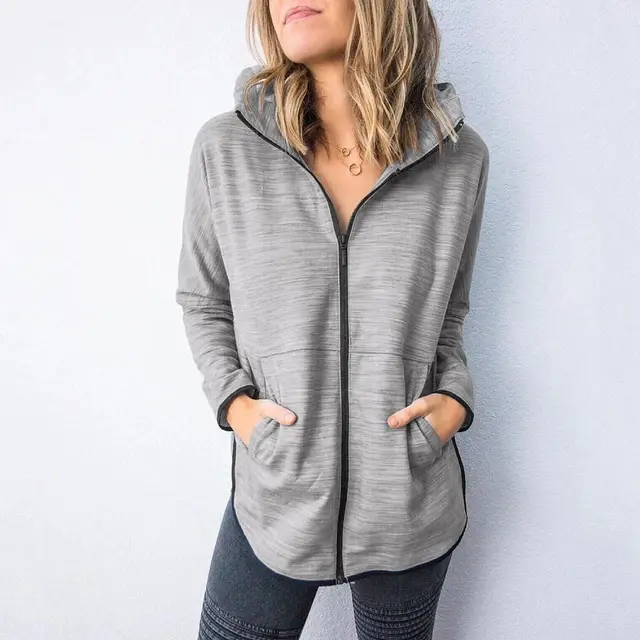Women's Autumn And Winter Sports Sweater Jacket Grey - Shop at LoveMi