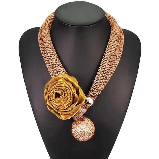 Pearl Pendant Necklace Lace Choker Rose Necklace Female Jewelry Brown - Shop at LoveMi