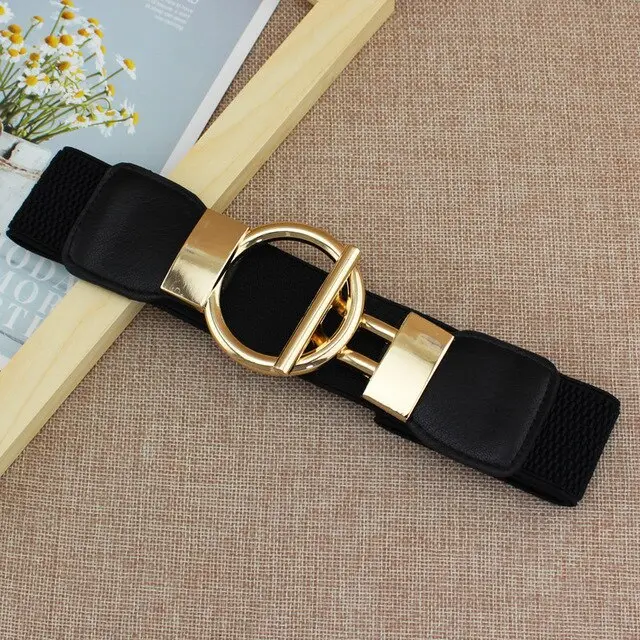 Women's Decorative Belt With Gold Round Button Black - Shop at LoveMi