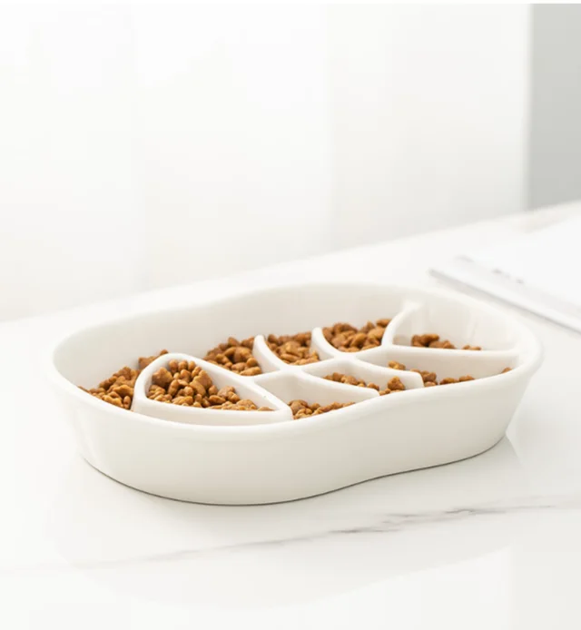 Slow Food Bowl Ceramic Cat Bowl White - Shop at LoveMi