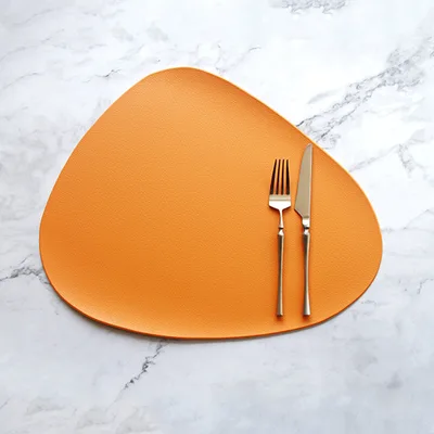 Table Mat Table Mat Placemat Table Mat Heat Insulation PU Leather Placemats Coaster Bowl Kitchen Non slip Orange - Shop at LoveMi
