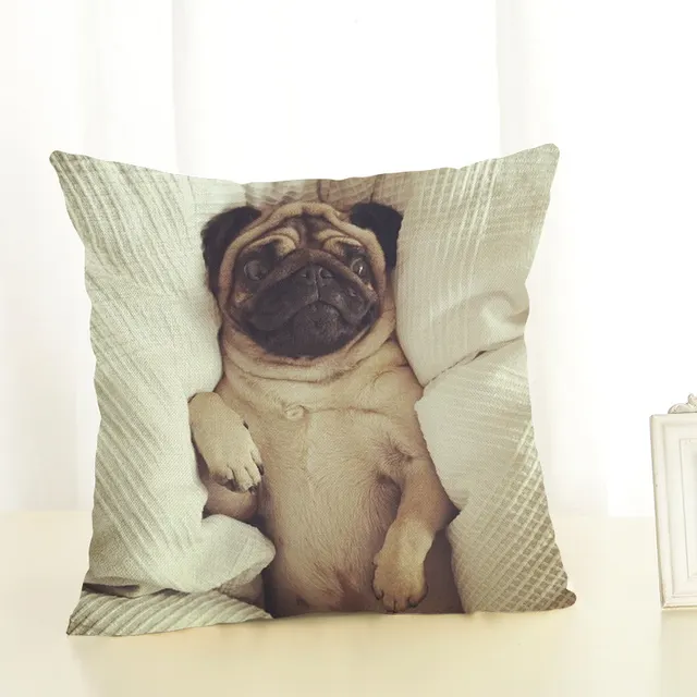 Lazy Pug Cotton Linen Pillow Home Cushion Cover I - Shop at LoveMi