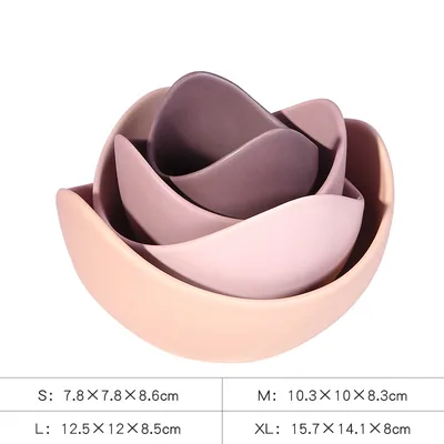 Ceramic lotus bowl Purple 4Pc - Shop at LoveMi