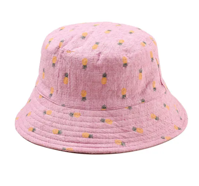 Small pineapple pattern fisherman hat Rose Red - Shop at LoveMi