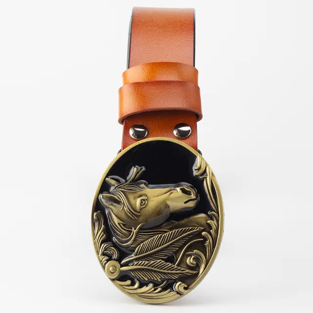Leather horse buckle belt Yellow - Shop at LoveMi