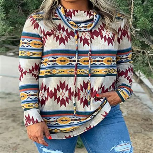 New geometric print casual loose top White - Shop at LoveMi