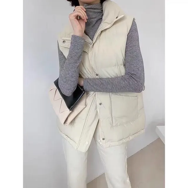 Thickened down cotton vest White - Shop at LoveMi