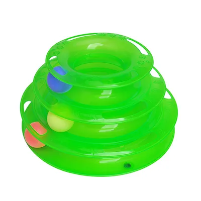 Interactive Funny four layer Cat Turntable Pet Ball Tower Tracks Toy Green 3 Layers - Shop at LoveMi