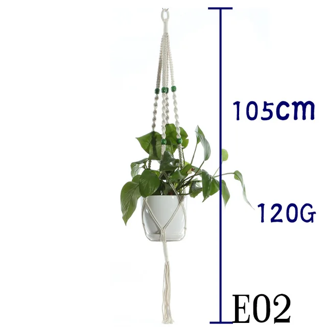 Flower Pot Net Bag Beige Cotton Rope Indoor Plant Hanger Hanging Basket Sling 36 Style - Shop at LoveMi