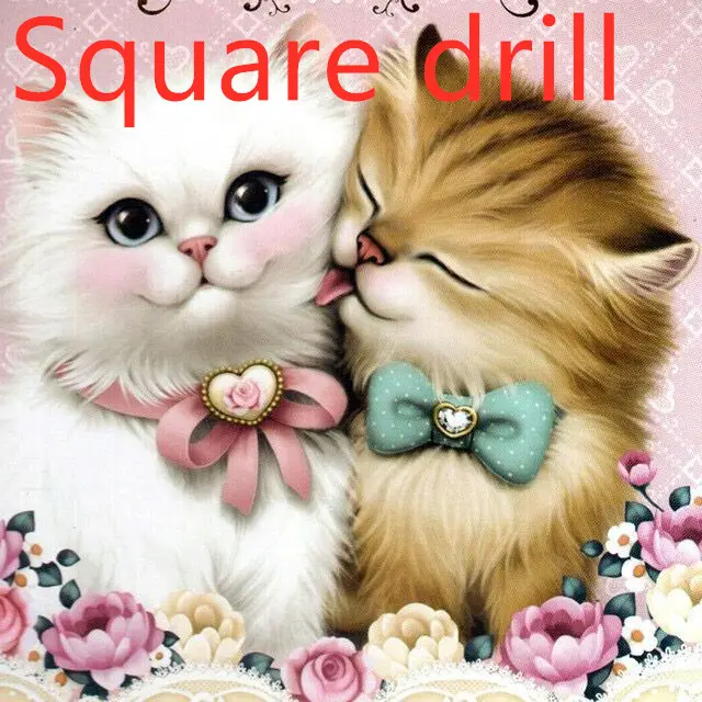 Diamond Drawing Living Room Small Lovers Cat Hand Cross Stitch Square Drill - Shop at LoveMi