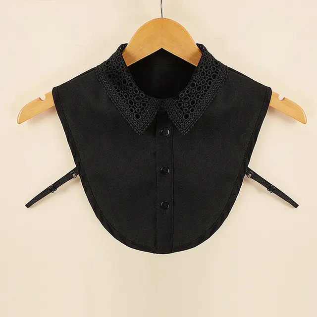 Female Hollow Lace Monochromatic Lace Fake Collar Black - Shop at LoveMi