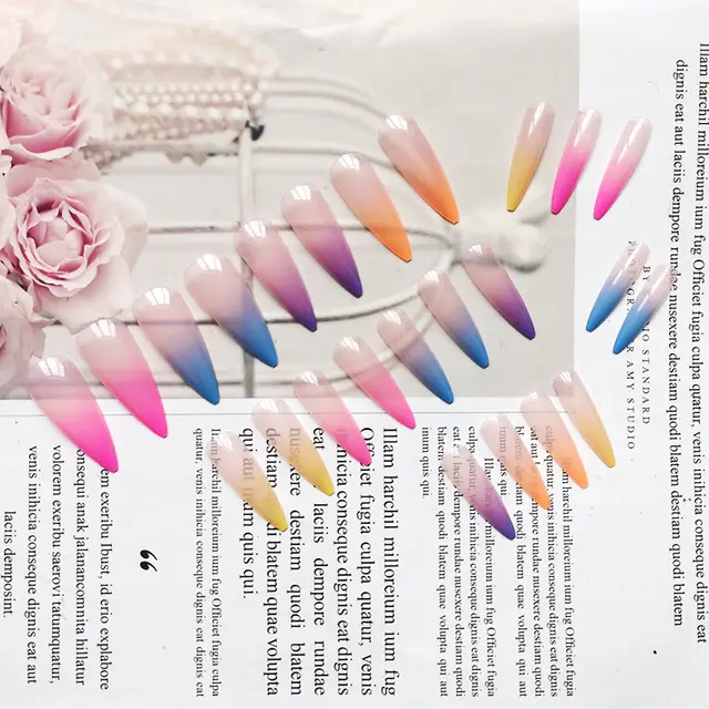 Candy Color Finished Nail Art Pointed - Shop at LoveMi
