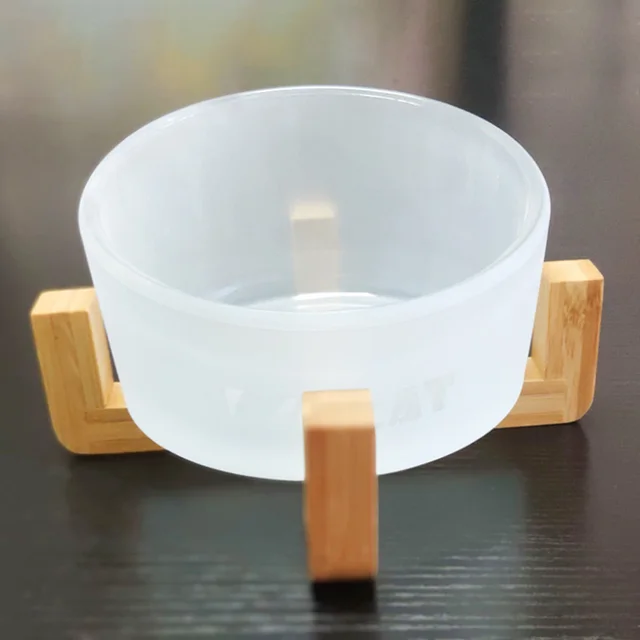 Glass oblique bowl cat bowl White - Shop at LoveMi