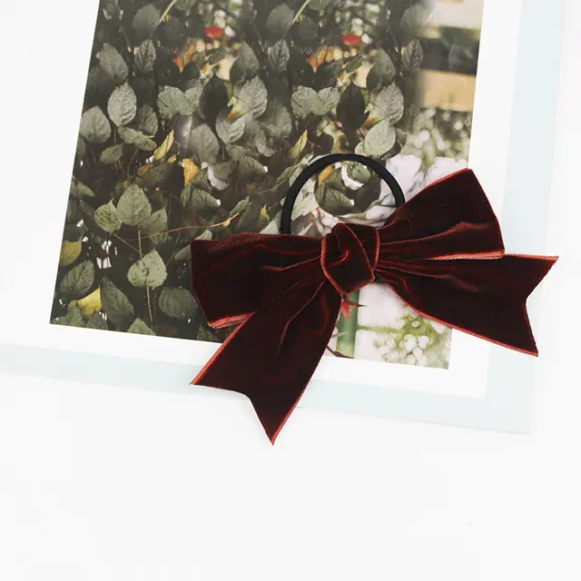 Japanese retro velvet bow hairpin Dark Coffee - Shop at LoveMi