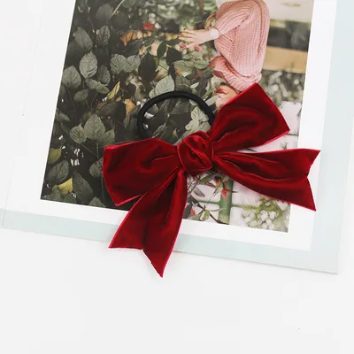 Japanese retro velvet bow hairpin Wine Red - Shop at LoveMi