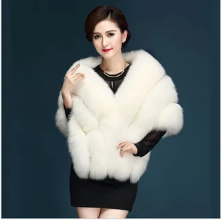 Autumn And Winter New Fox Fur Silver Fox Fur Coat Shawl Cape Female - White
