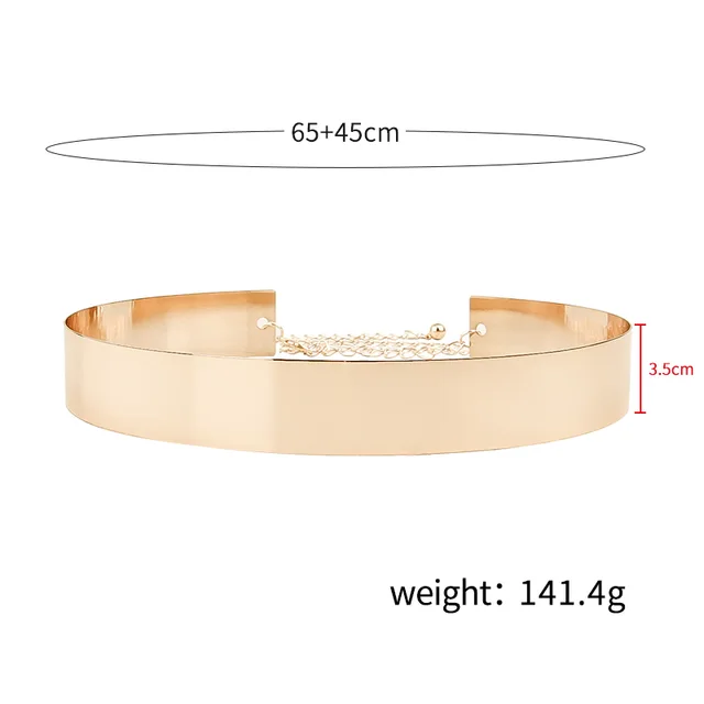 Cross border European and American card type sequins metal obi lu Xianyuan with the same female iron mirror exaggerated ring waist decoration 3.5Cm - Shop at LoveMi