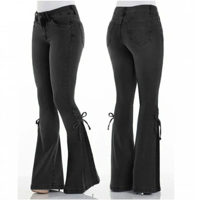 Wide leg flared jeans Black 1 - Shop at LoveMi